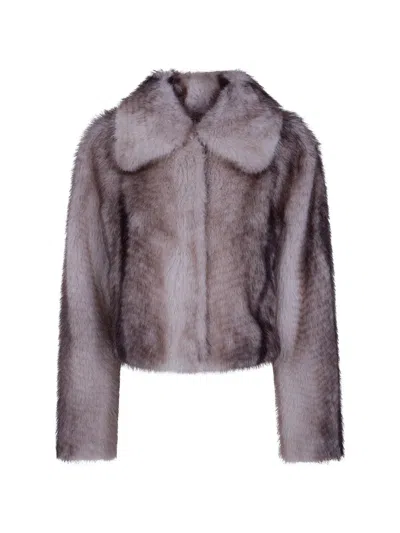 Twinset Faux-fur Animal Shade Coat In Neutral