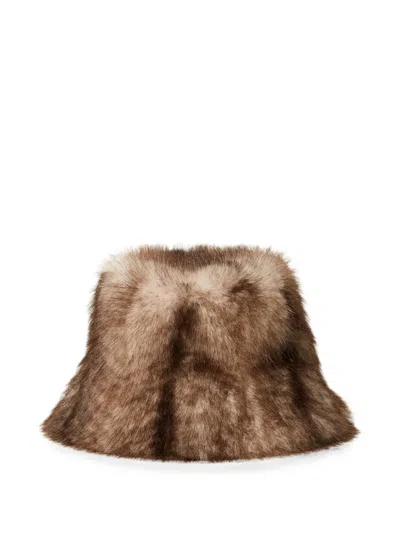 Twinset Faux-fur Bucket Hat In Brown