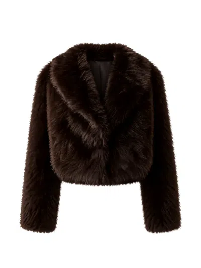 Twinset Faux-fur Cropped Jacket In Brown