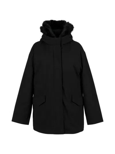 Twinset Faux-fur Trim Hooded Parka In Black