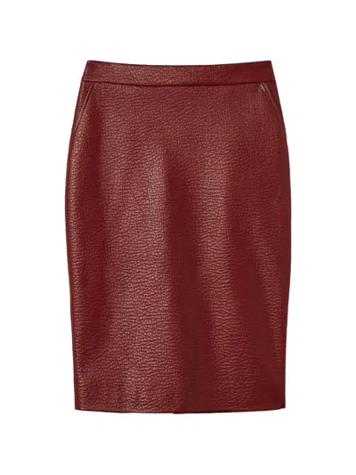 Twinset Faux-leather Midi Skirt In Red