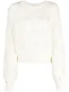 Twinset Feather-detail Cable-knit Jumper In White