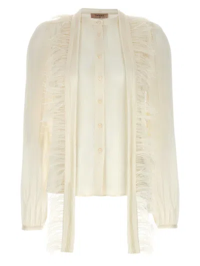 TWINSET TWINSET FEATHER DETAIL SHIRT