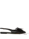Twinset Feather-detail Slingback Ballet Flats In Black