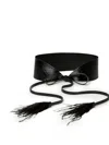 Twinset Feather-embellished Sash Belt In Black