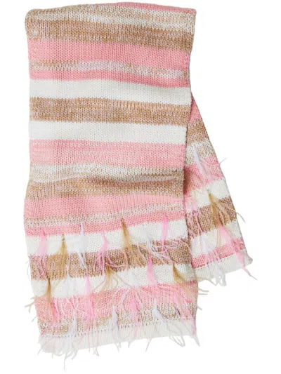 Twinset Feather-embellished Scarf In Rosa