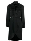 Twinset Feather-trim Long-sleeve Dress In Black