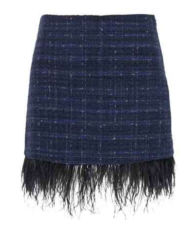 Twinset Feather-trim Mini Skirt In Black