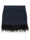 Twinset Feather-trim Mini Skirt In Blue