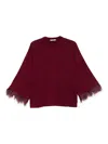 Twinset Feather-trim Sweater In Red