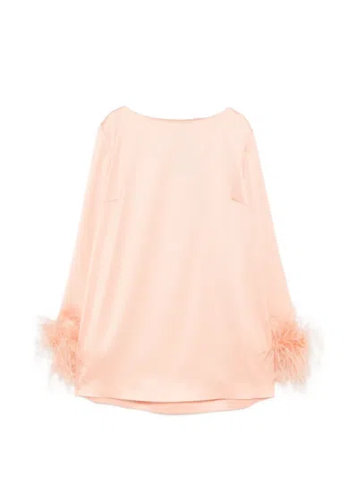Twinset Feather-trim Top In Orange