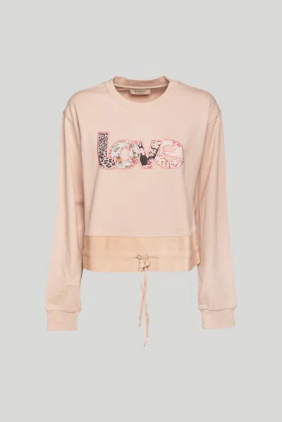 Twinset Felpa Rosa Antico Con Stampa Love In Pink