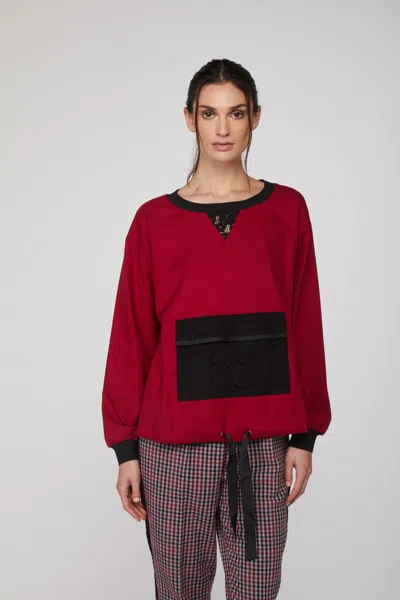 Twinset Felpa Rossa Con Maxi Tasca Frontale In Rosso