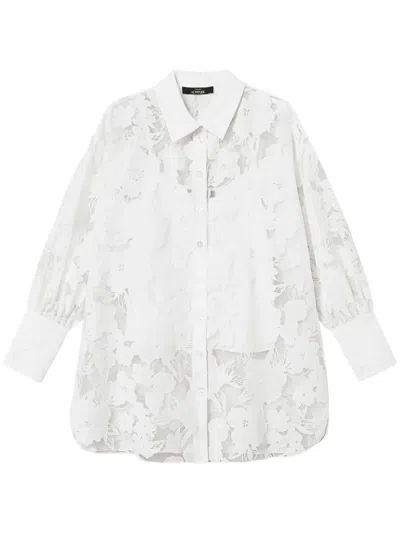 Twinset Fil-coupé Effect Organza Shirt In White