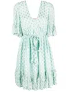 Twinset Graphic-print Flared Midi Dress In Green