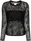 Twinset Lace-effect Jacquard Top In Black