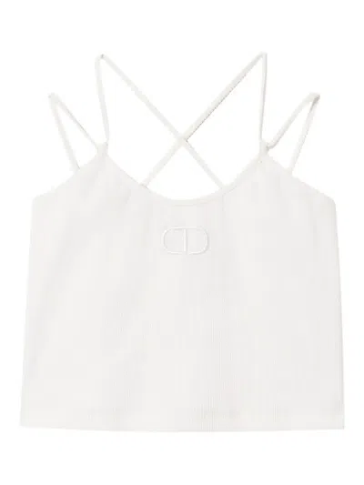 Twinset Kids' Fine-ribbed Top In White