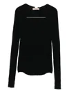 Twinset Fitted Black Ribbed Sweater With Deep V-neckline In Black