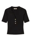 Twinset Fitted Black Short-sleeve Top With Classic Collar In Animal Print
