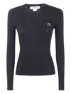 Twinset Twin-set Fitted Black Sweater With Ribbed Texture In Black