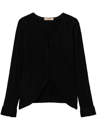 Twinset Fitted Knit Cardigan In Black