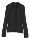 Twinset Fitted Long-sleeved Shirt With Ribbed Texture In Gray