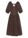Twinset Twin-set Coffee Cotton Blend Dresses In Brown