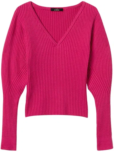 Twinset Fitted Rib-knit Jumper In Pink