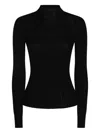 Twinset Fitted Ribbed Knit Sweater With High Neckline In Black