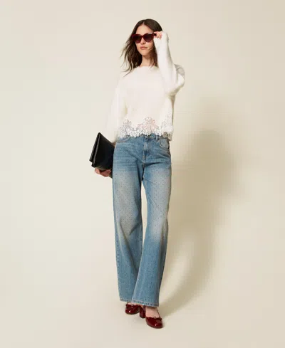 Twinset Jean Cinq Poches Avec Strass In Blue