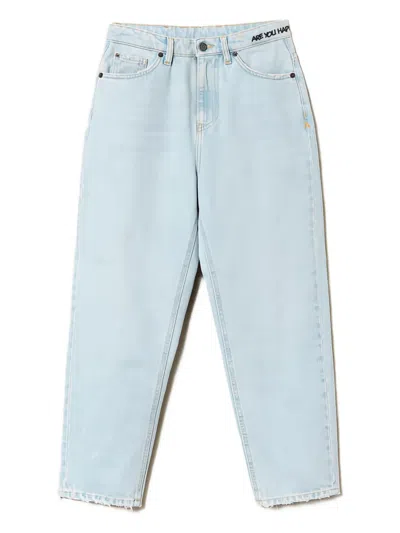 Twinset Five-pocket Raw-hem Jeans In Blue