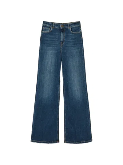 Twinset Five-pocket Wide-leg Jeans In Blue