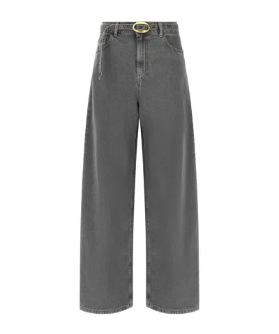 Twinset Five-pocket Balloon Jeans In Gray