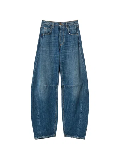 Twinset Five-pocket Horseshoe Jeans In Blue