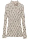 Twinset Roll-neck Printed Sweater In White Cream Black