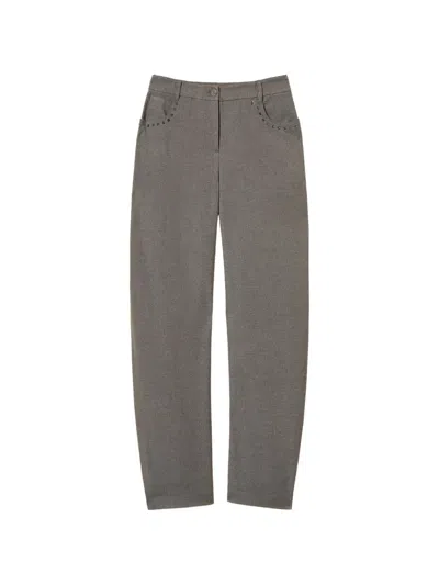 Twinset Flannel Balloon Trousers In Gray