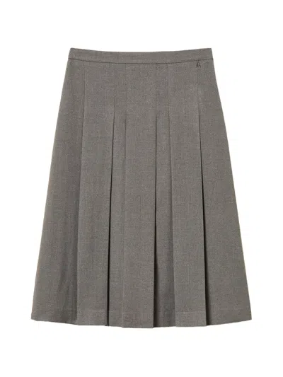 Twinset Flannel Midi Skirt In Grey