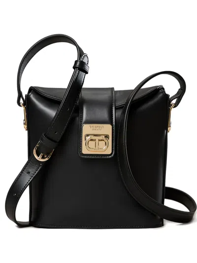 Twinset Flap-lock Bucket Bag In Black