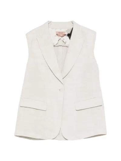 Twinset Flap-pocket Single-breasted Gilet In Brown