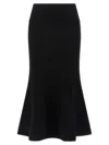 Twinset Flared Black Midi Skirt With Elastic Waistband And Metal Logo In Black