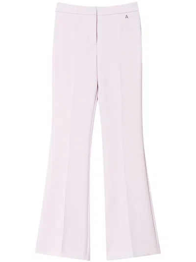 Twinset Flared Cady-texture Trousers In Pink