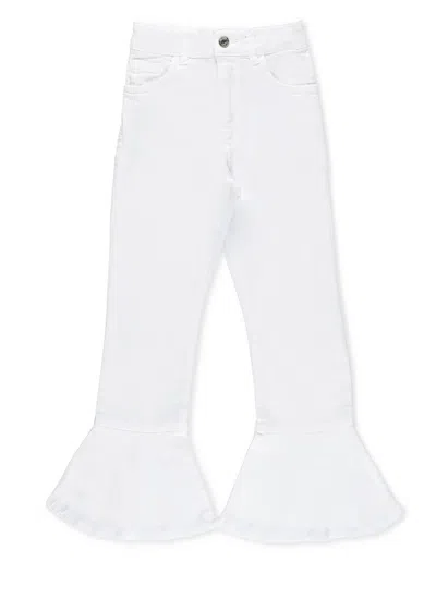 Twinset Kids' Flared Jeans With Logo In White