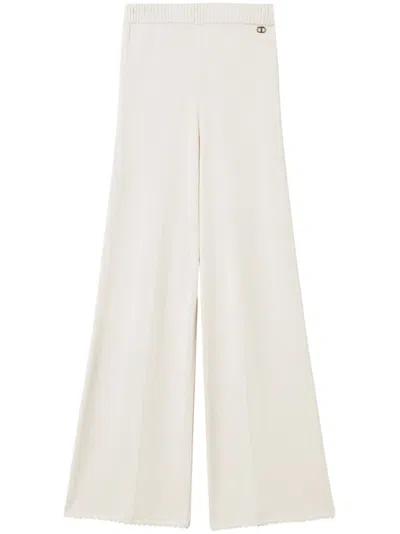 Twinset Flared Knit Trousers In 中性色