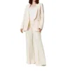 TWINSET FLARED LINEN BLEND TROUSERS IN PARCHMENT