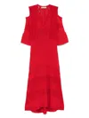 Twinset Red Midi Dress With Lace