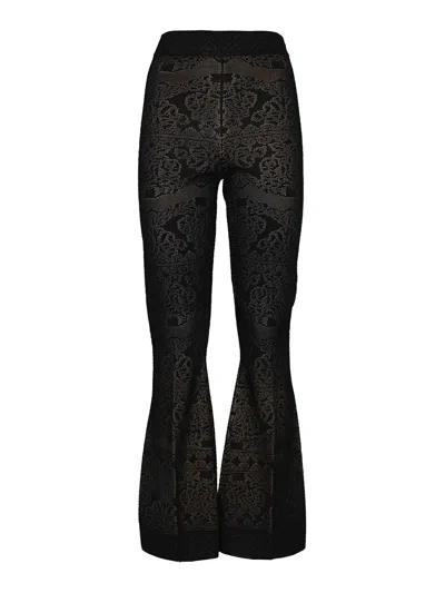 Twinset Flared Trousers In Perforated Viscose Knit In Black