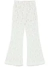 Twinset Twin-set Flared White Trousers With Delicate Lace Overlay