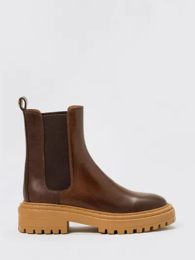 Twinset Flat Ankle Boot  Woman Color Coffee In Animal Print