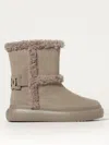 Twinset Faux-fur Trim Ankle Boots In Taubengrau
