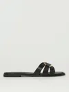Twinset Black Sandals With Crisscross Strap And Metallic Oval T On The Front